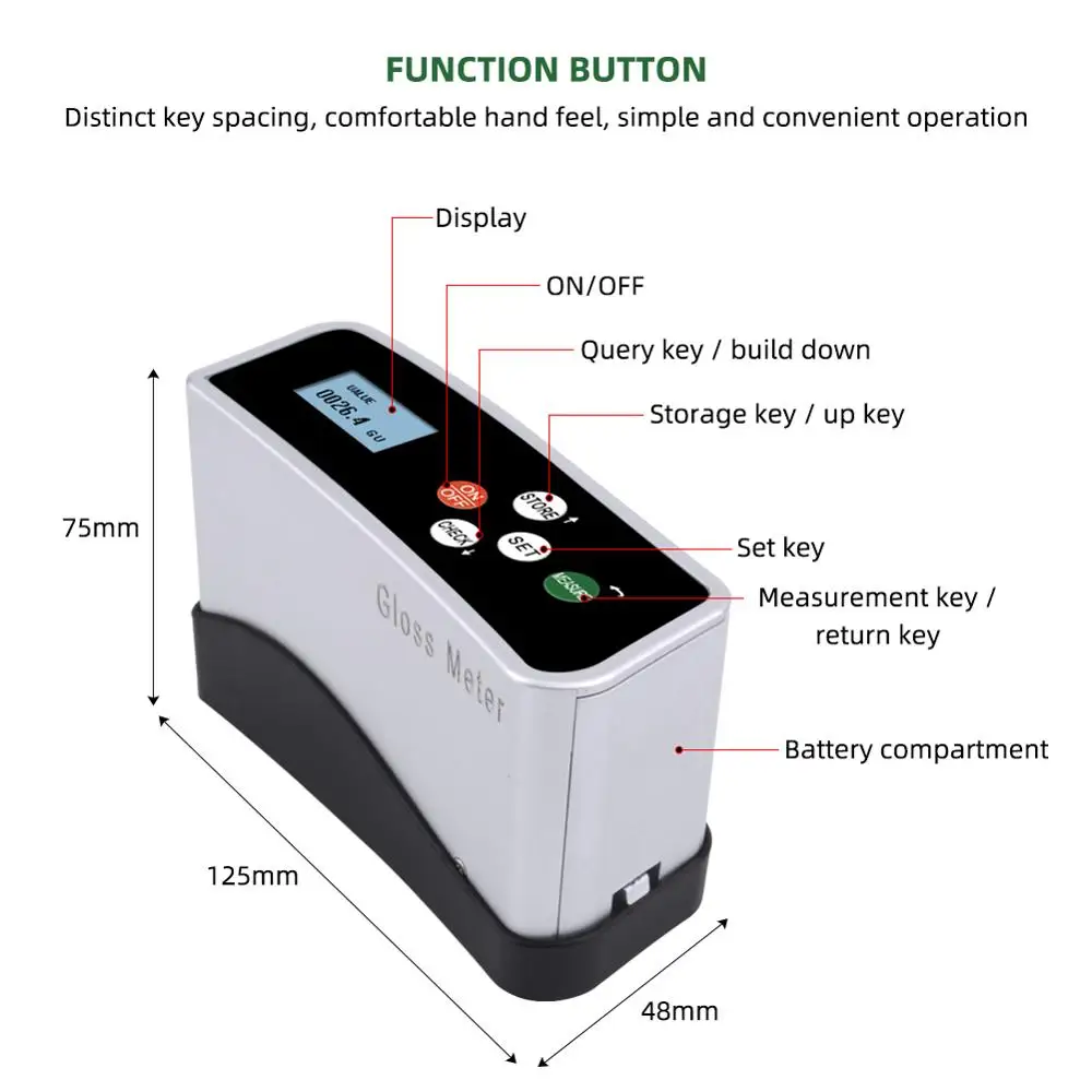 yieryi WGG-60 Gloss Meter Digital Glossmeter Paint Ink Paint Tile Stone Bamboo Paper Plastic Metal Photometer