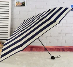 Korean fashion navy striped umbrella 8 bone folding umbrella small fresh umbrella sun umbrella gift umbrella wholesale