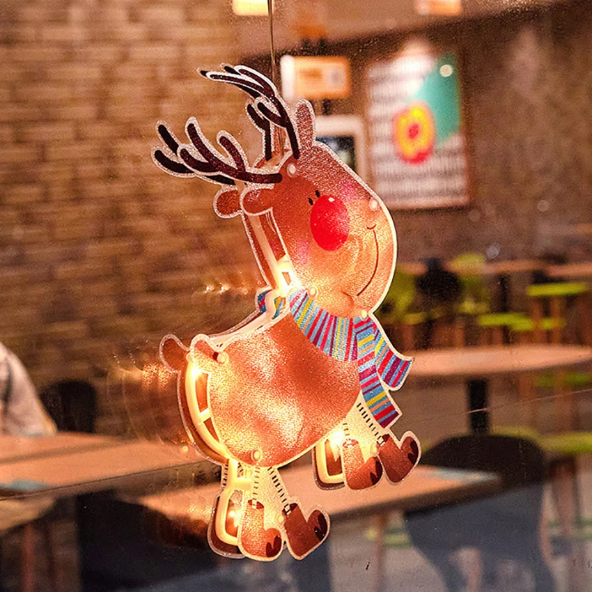LED装飾ライト,クリエイティブなクリスマスライト,吸盤付き,窓の装飾,elkベル,santa