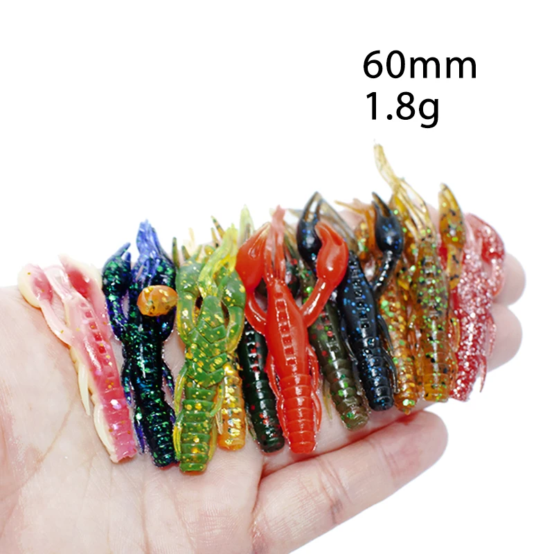 Crawfish Lures Craw Bait 6cm 1.8g 50pcs Bass Crappie Fishing Jig Trailer Soft Plastic Shrimp Creature Crawdad Baits