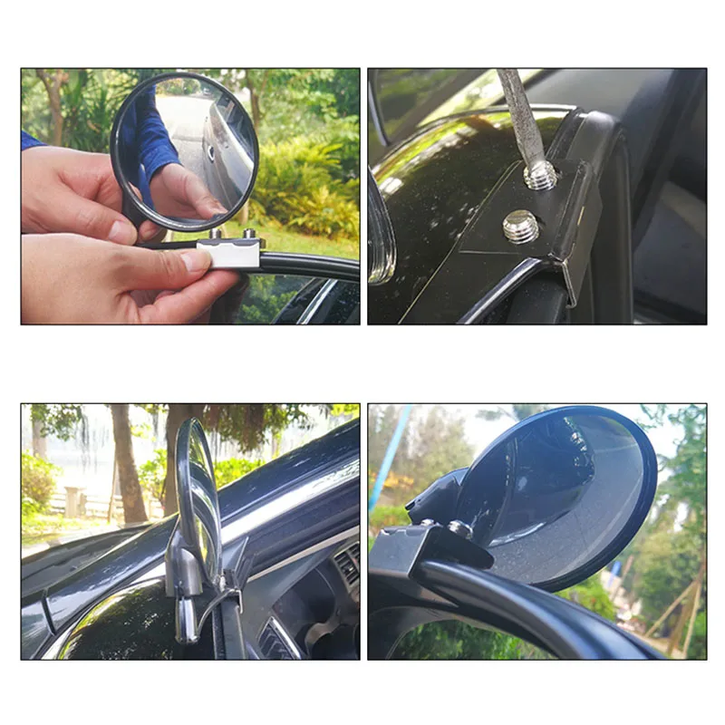 Car Left and Right Front Wheel Blind Zone Mirror 360 Degree Rotation Wide Angle Coach Rearview Mirror Dead Zone Auxiliary Mirror