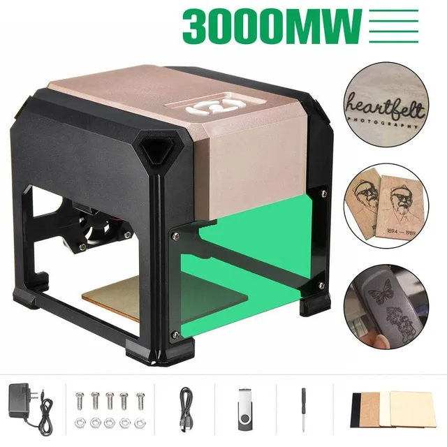 Mini USB 3000MW CNC Laser Engraving Machine 110V220V DIY Home Engraver Desktop Wood Router/Cutter/Printer FOR WIN/Mac OS System