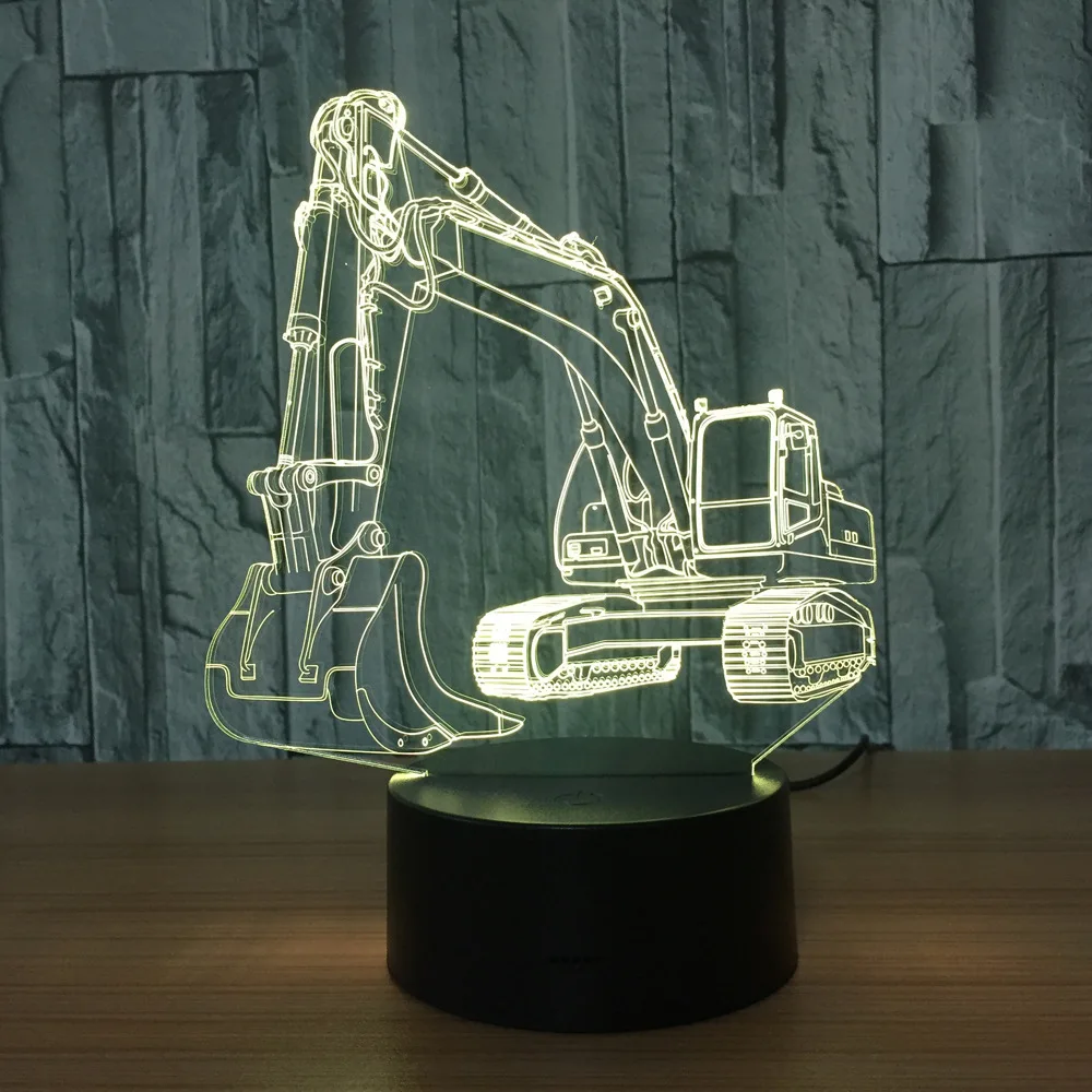 7-color light excavator 3D children vision LED nightlight touch Usb desktop creative gift children sleep night light movement