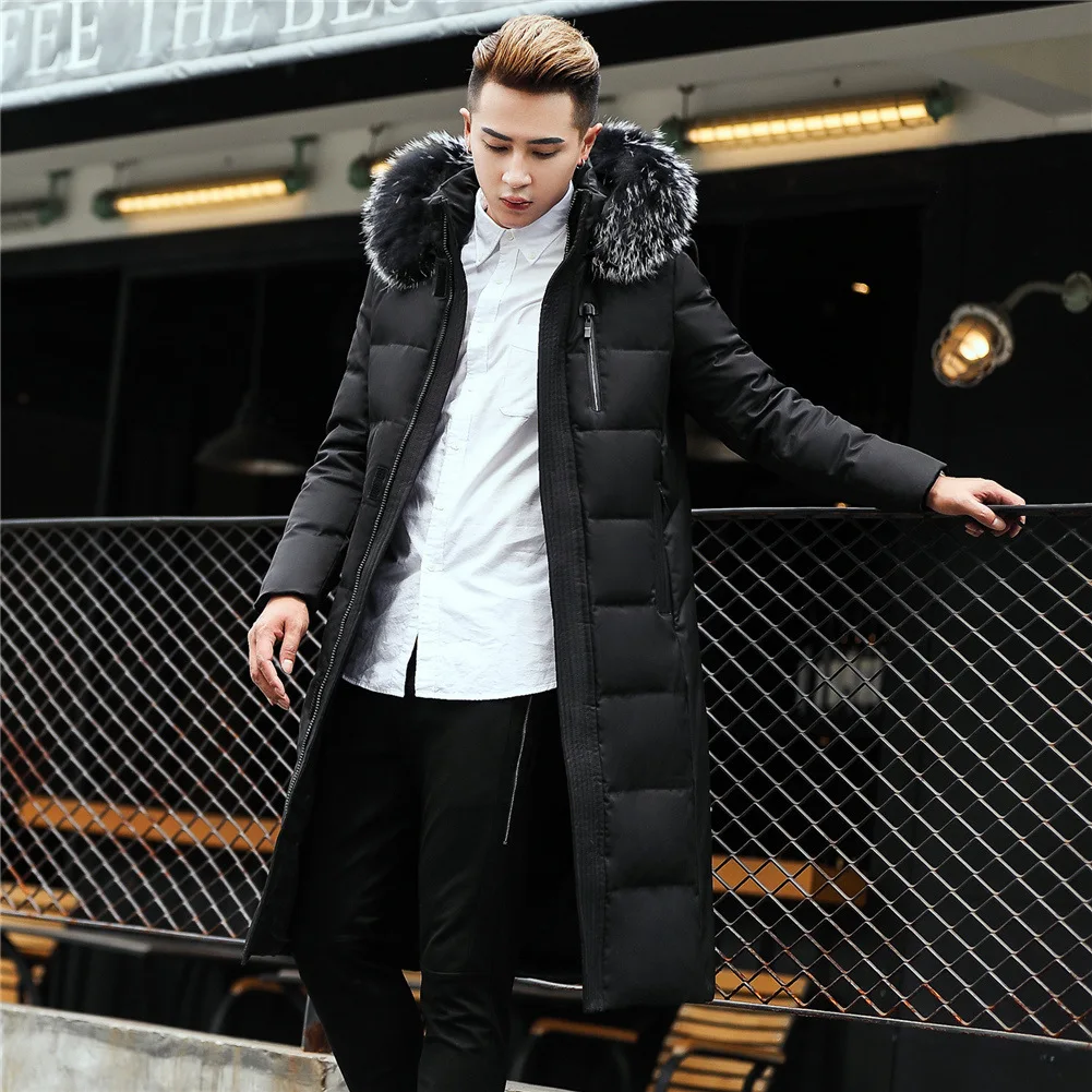 

Down Jacket Men Korean Plus Size Winter Coat Men Long White Duck Down Puffer Jacket Men Warm Casaco 8898 YY1311