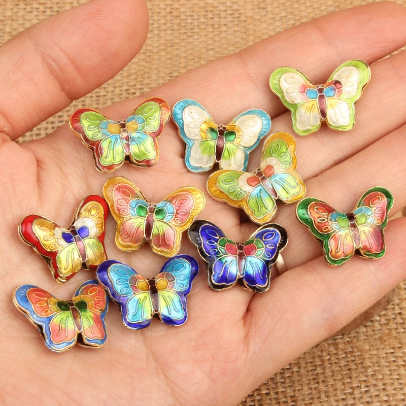 5pcs Cloisonne Enamel Colorful DIY Beads Butterfly Love Heart Star Accessories Jewelry Making Earrings Necklace Bracelet Wholesa