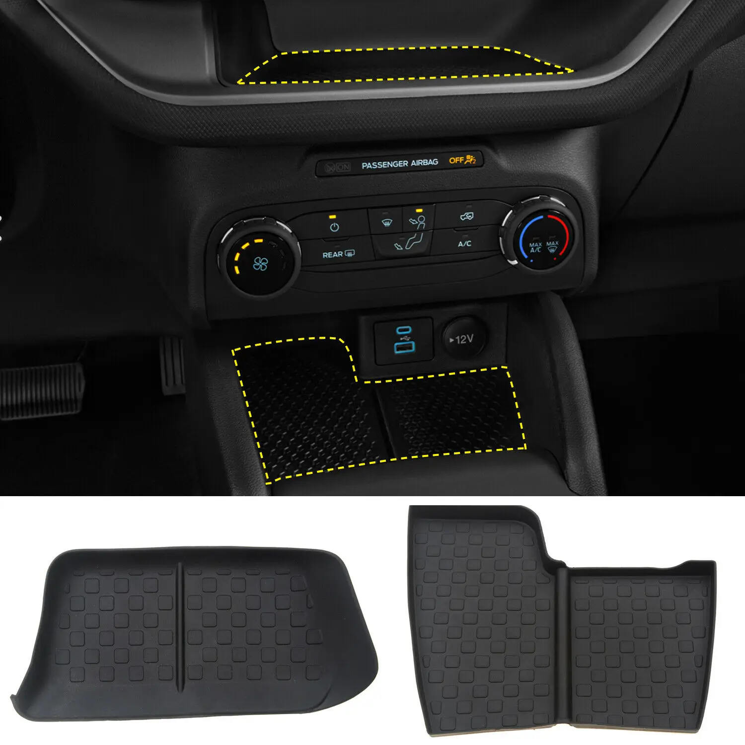 Central Console Storage Box Non-slip Pad Mat 2pcs For Ford Bronco Sport 2021-22
