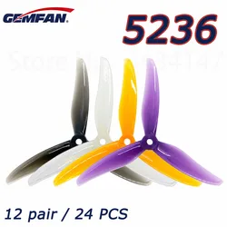 24 pcs/ 12 pairs Gemfan 5236 Hurricane 5inch 3 blade Propeller Props CW CCW Brushless motor FPV Propeller for FPV Racing Drone