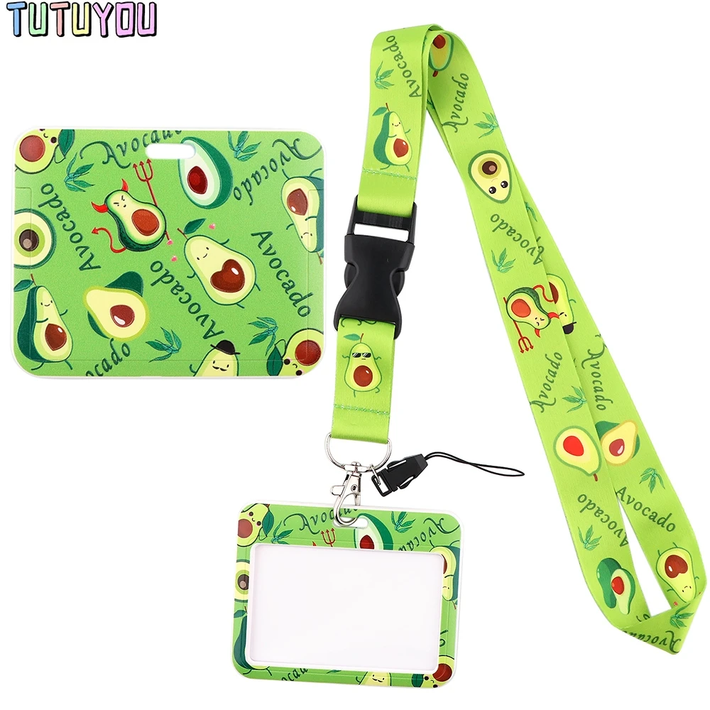 PC3149 Avocado Buckle Lanyard Horizontal Direction Cardholder ID Holder Card Staff Card Lanyard For Key Phone DIY Hang Rope
