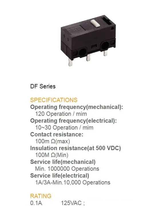Micro interruptor com peça de pressão alavanca curvada, interruptor de 3 pés para ação rápida, micro interruptor de limite de curso