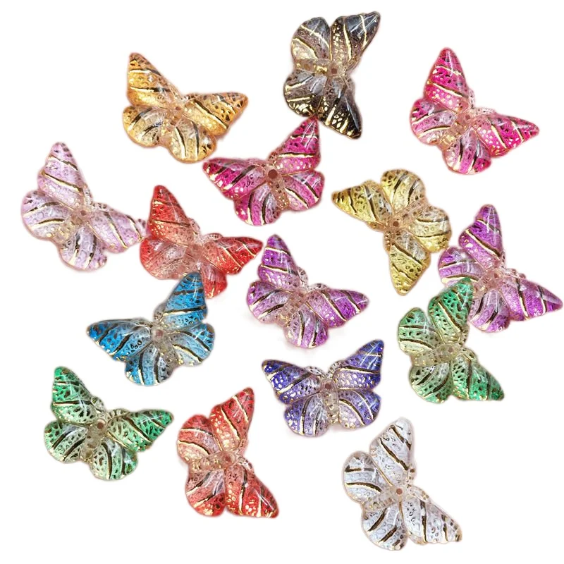 Mix Resin Kawaii Colorful Butterfly Flat Back Cabochon Rhinestone Applique 40pcs DIY Wedding Scrapbook Decor Home Figurine Craft