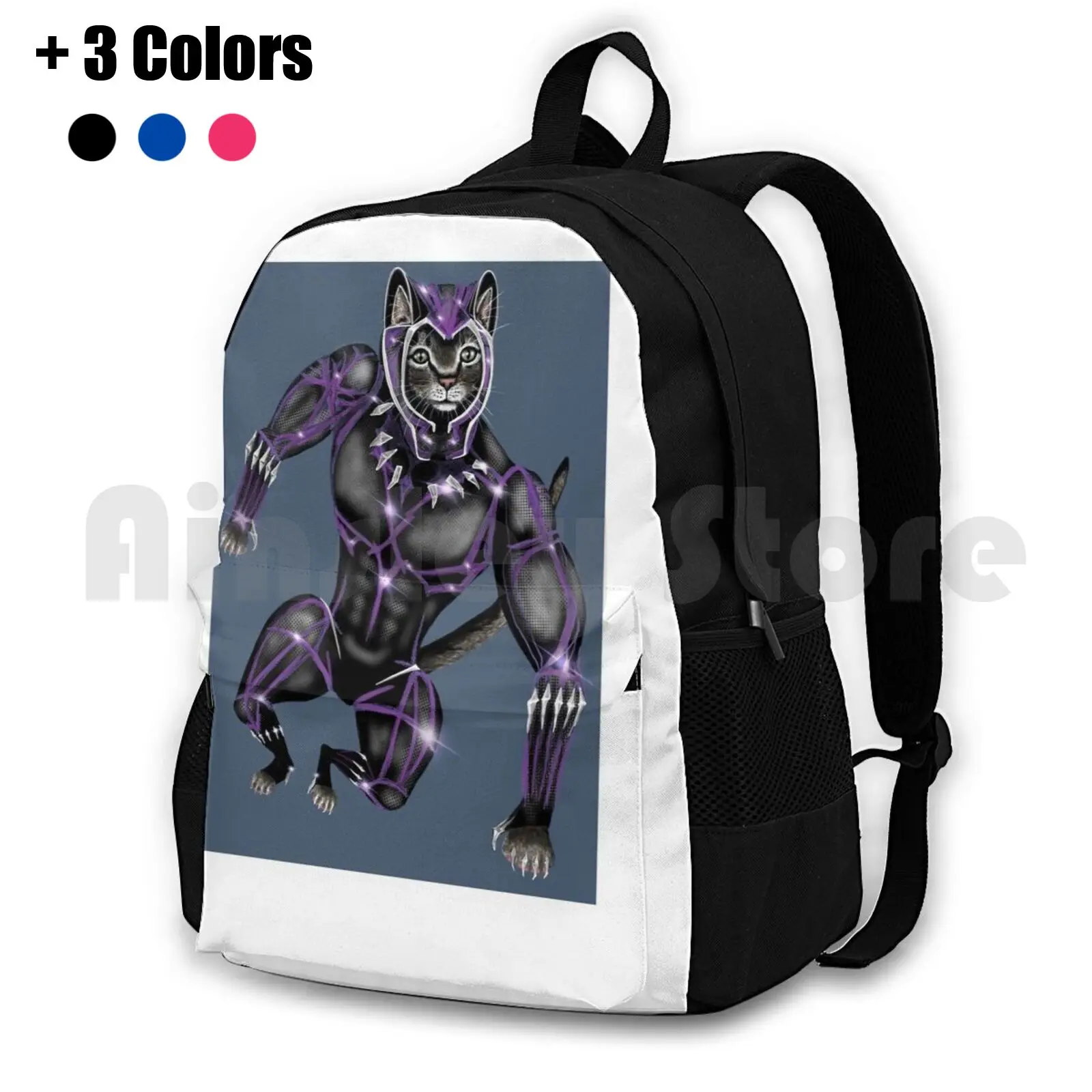 Panther Outdoor Hiking Backpack Waterproof Camping Travel Cat Tabby Chadwick Superhero