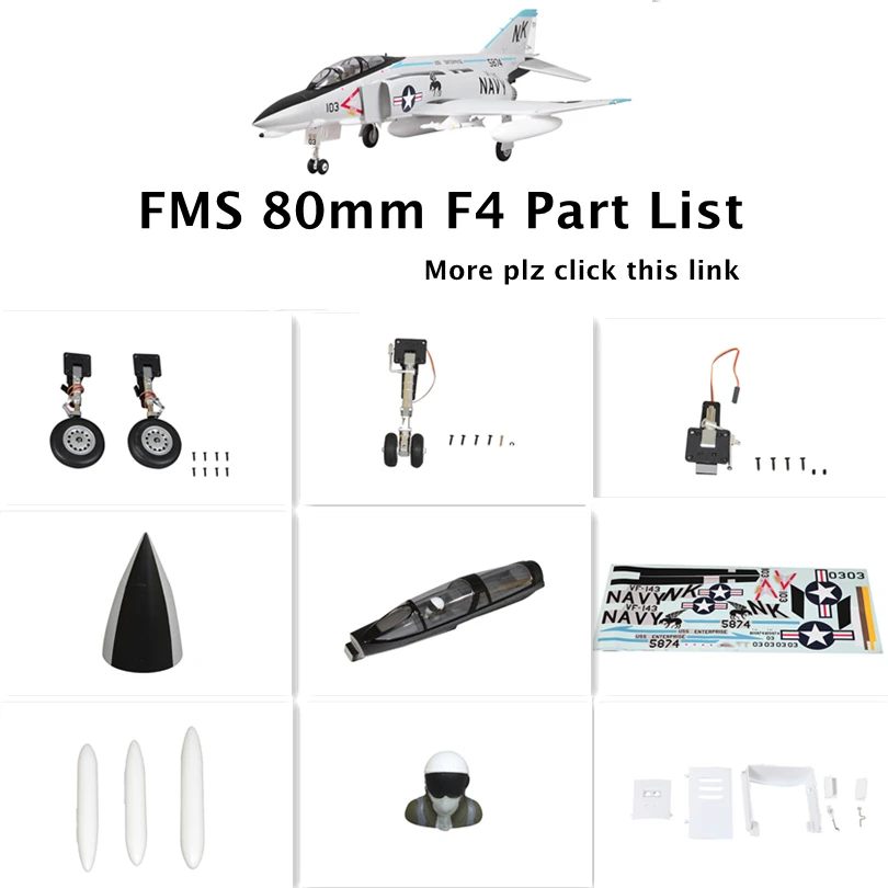 FMS 80mm F4 F-4 Phanton Souterrain Canalisé Ventilateur Jet Pièces Rétracter Train D'atterrissage Ensemble Système Moteur ESC RC Avion Modèle Avion