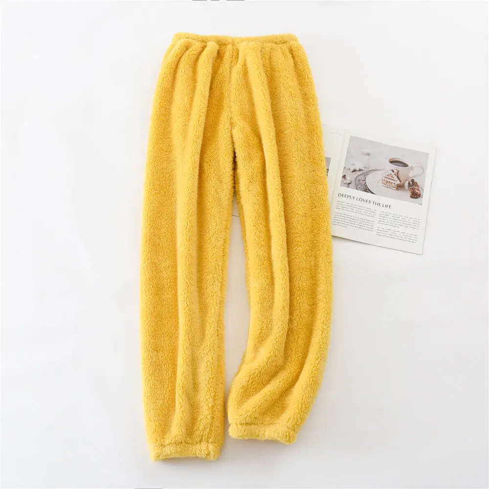 Women Winter Warm Fleece Pants Elastic Waist Teddy Fleece Leggings Autumn Home Wear Large Size Fuzzy Sweatpant