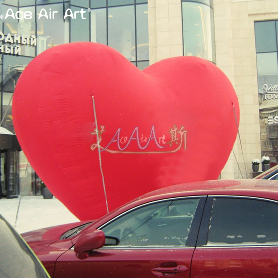 Giant Standing Inflatable Heart Shape Replica Model With White Led Lights And Blower For Wedding  Valentine's Day Decoration