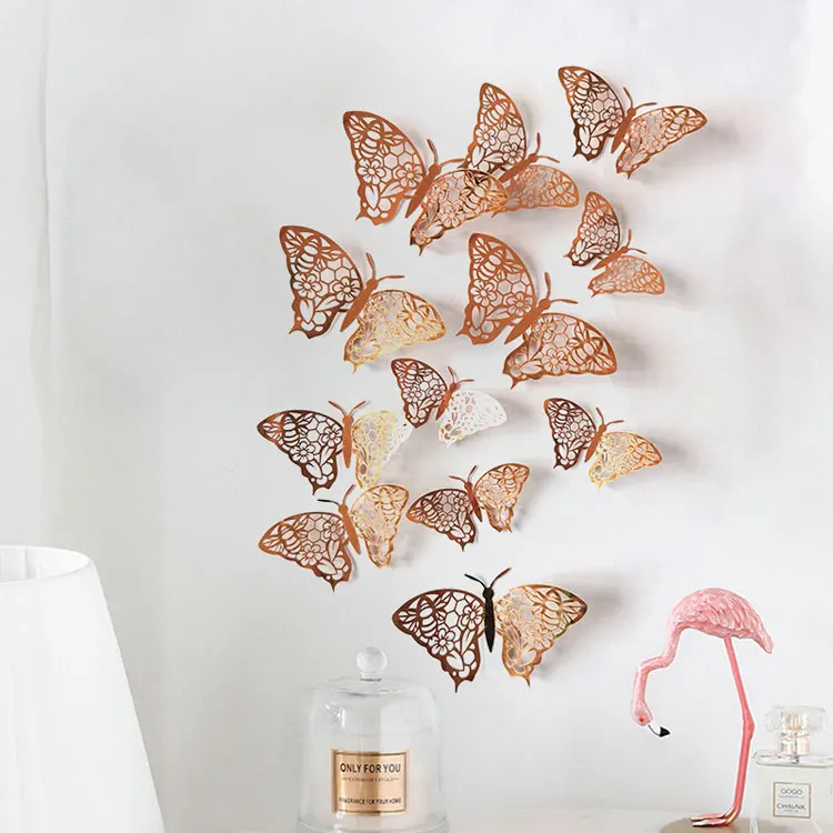 Neue Stil 12 Teile/satz 3D Hohl Schmetterling Wand Aufkleber Für Wohnkultur Schmetterlinge Wohnzimmer Dekoration Für Party Hochzeit Aufkleber – Detail 4