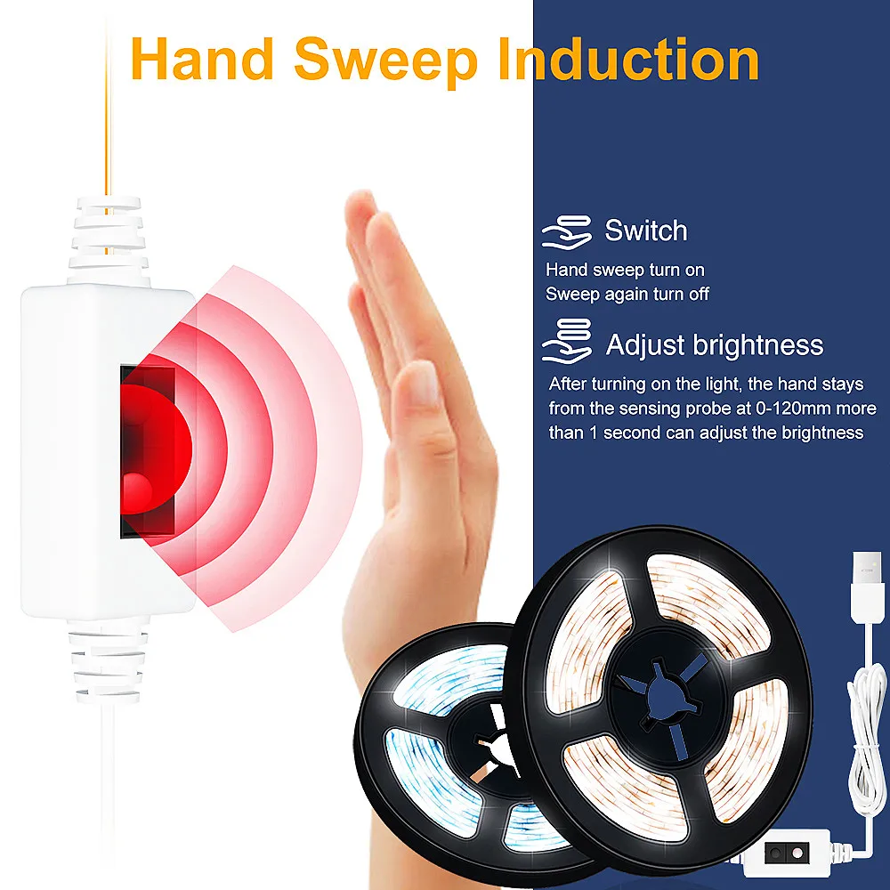 

LED COB Light Strip Hand Sweep Flexible Diode Tape 5V USB Linear Indoor Lighting Lamp Room DIY TV Mirror Backlight Wall Decor