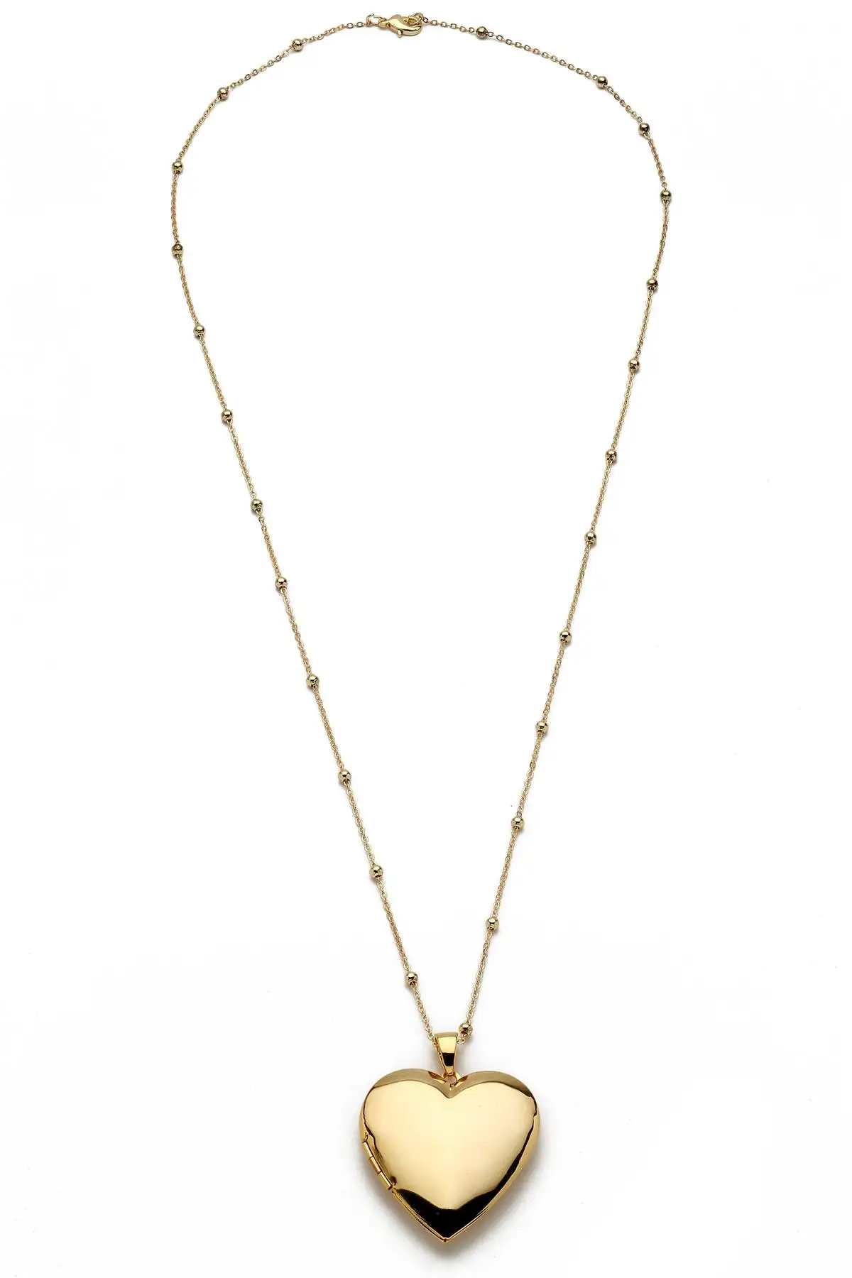 Gold Plated Long Chain Cover Heart Necklace