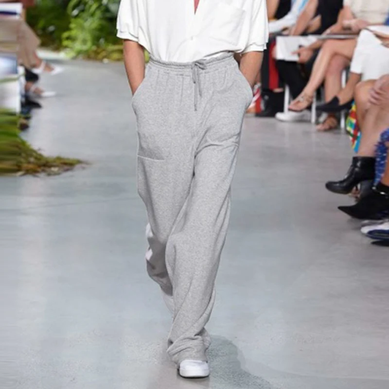 

Men's casual pants 2021 spring and summer new Muji light luxury fashion custom Elastic Waist Wide Leg Pants straight pants