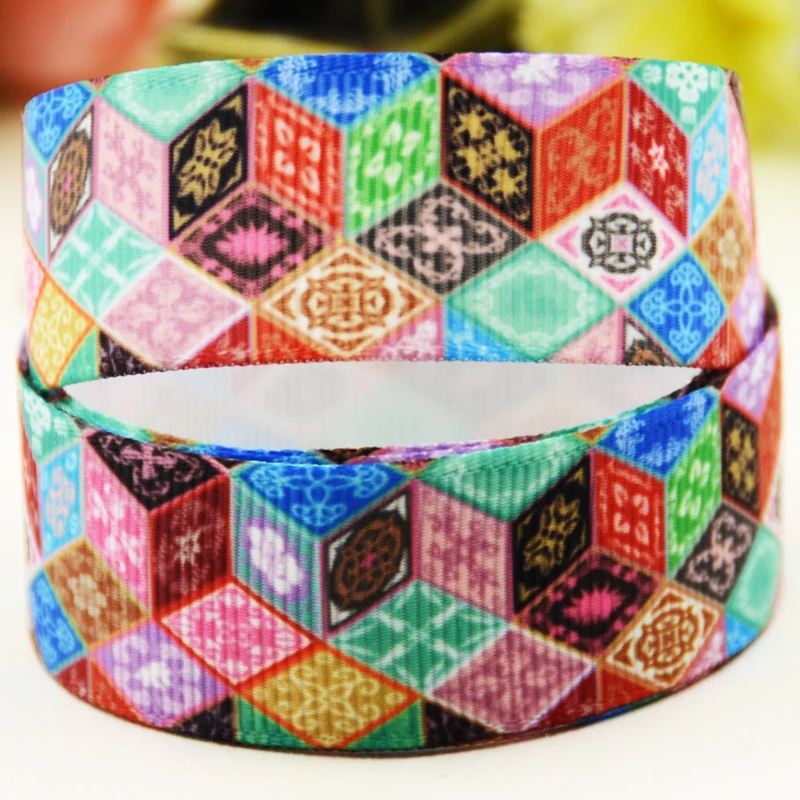 22mm 25mm 38mm 75mm Geometric figure printed Grosgrain Ribbon party decoration 10 Yards X-04469