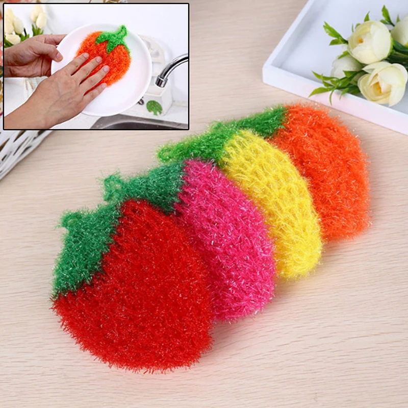 Stawberry Acrylic Fiber Dish Wash Cloth Clean Towel For Kitchen Random Weaving