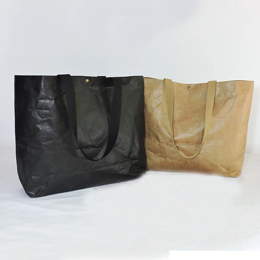 

No. HTB-09 brown&black color waterproof DuPont paper bag women handbag brown paper& kraft paper shopping bag