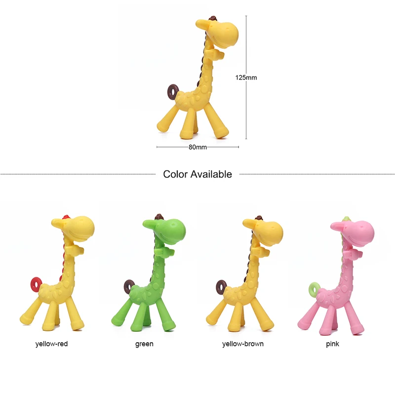 1PC Giraffe Silicone Teether Toys Silicone Beads Soft teether DIY Baby Teething Necklace Accessories Infant Chew Toys Giraffe Ba