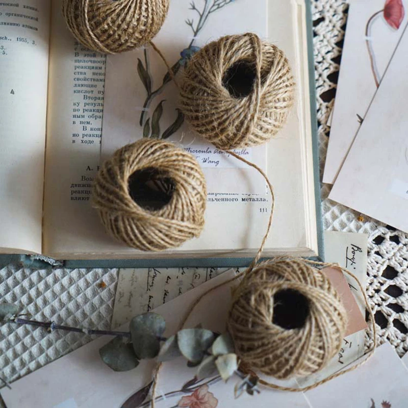 30M Natural Burlap Hessian Jute Twine Cord Hemp Rope String Gift Packing Strings Christmas Event & Party Supplies