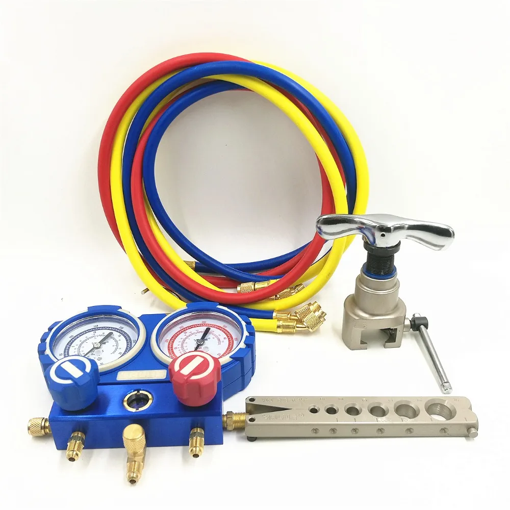 Kit d'outils d'évasement intégrés, ensemble d'outils de réfrigération, extenseur avec manomètre réfrigérant R410A