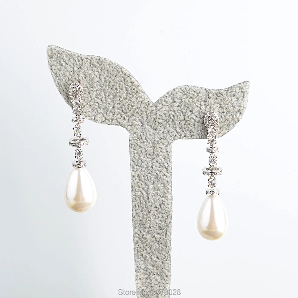 Teardrop White Sea Shell Pearl White Golden Plated Earrings