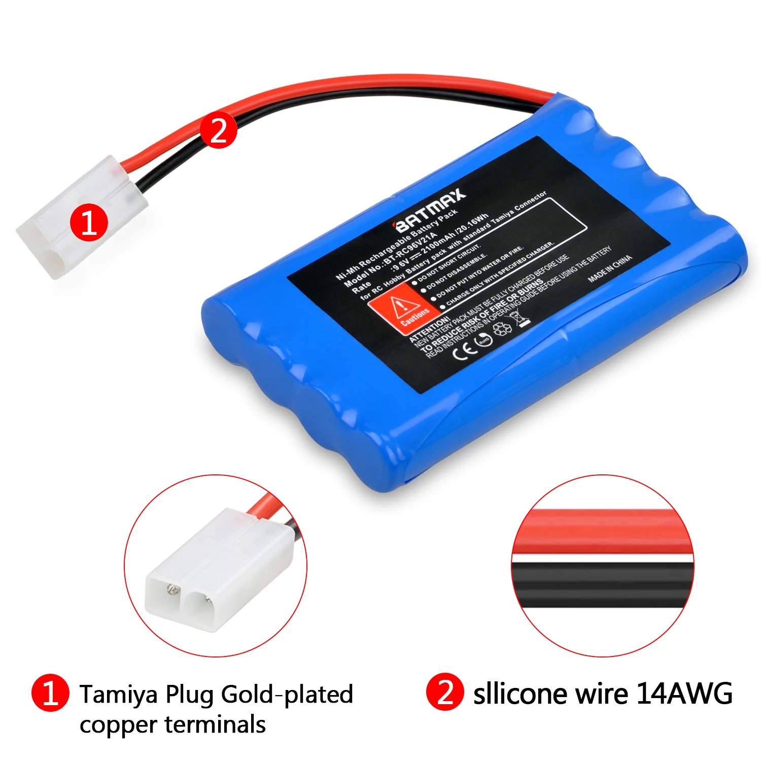بطارية سيارة ببطارية 9.6 فولت 2100 مللي أمبير في الساعة طراز RC96V21A لسيارة RC هواية RC مع موصل تاميا قياسي