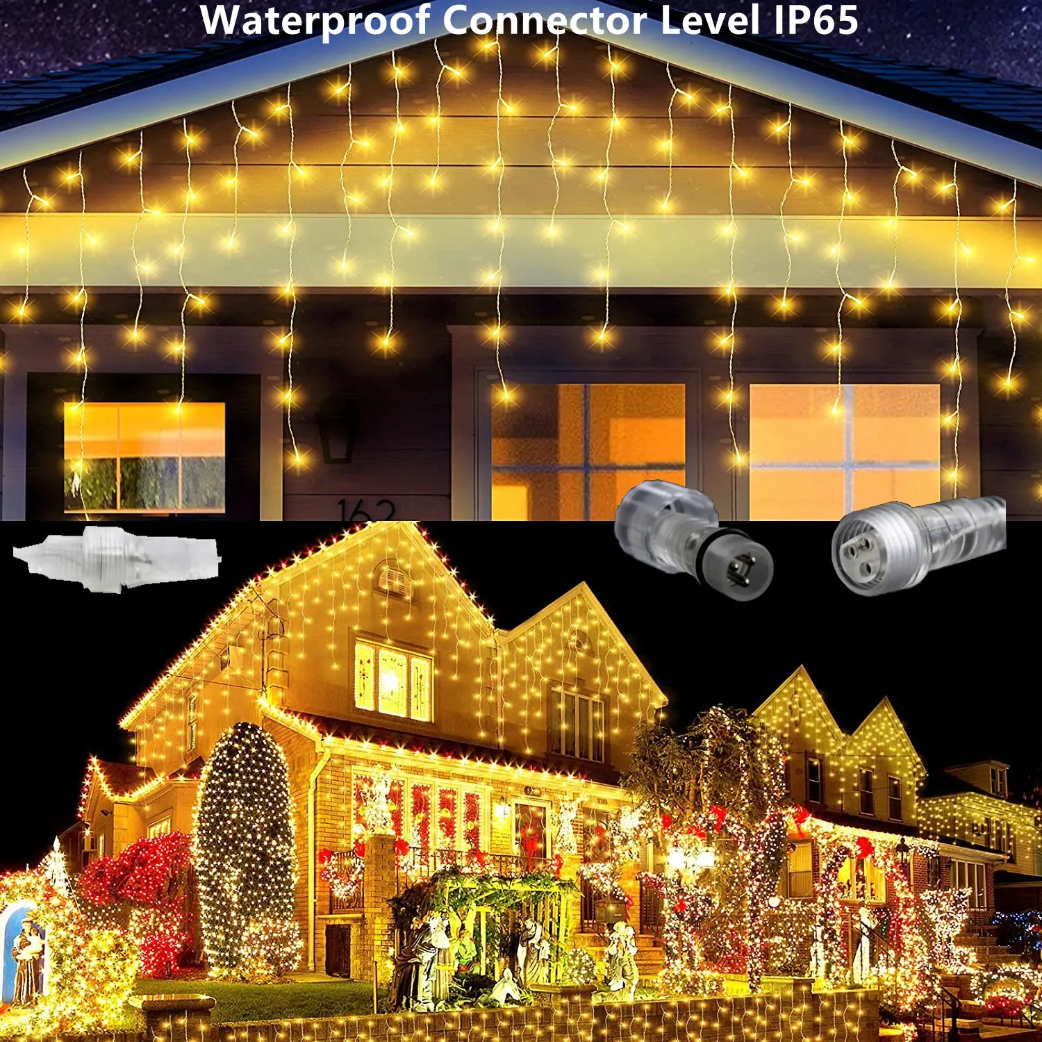 

Christmas Decorations For Home Outdoor 2025 Waterproof Connect Festoon Led Fairy Light Icicle Garland Wide 5M Droop 0.5/0.6/0.7M