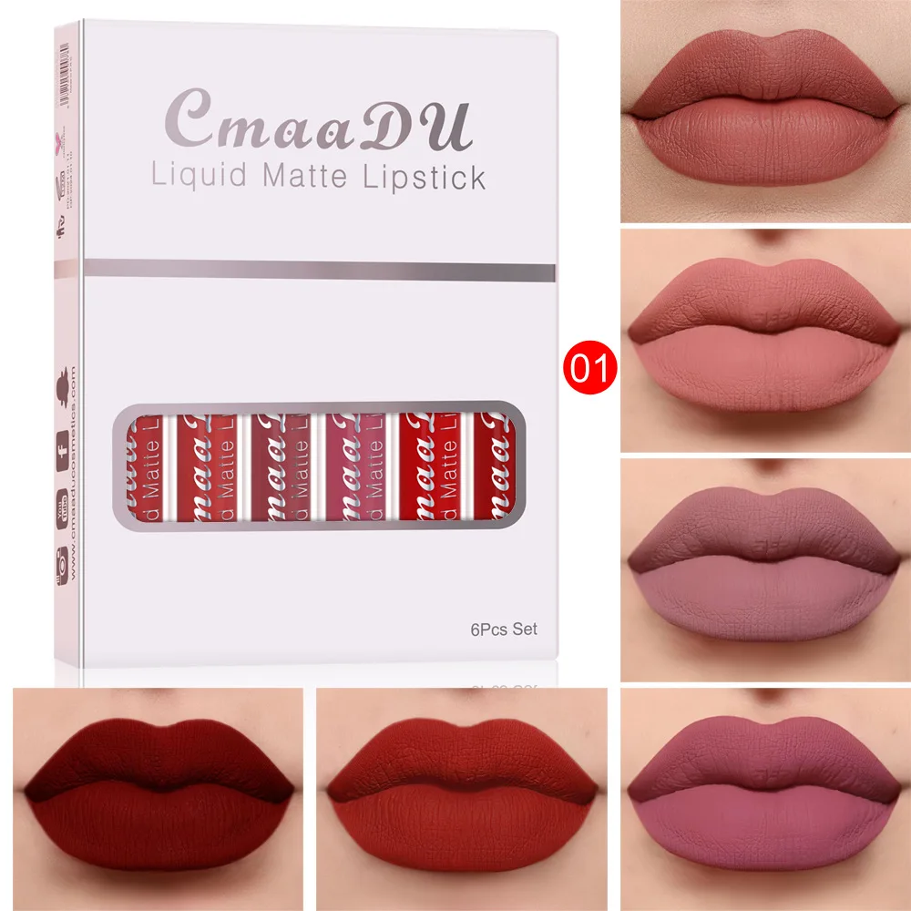 Fashion 6PCS/Set Matte Lipgloss Liquid Lipstick Long Lasting Moisturizer Lips Makeup Beauty Lip Glosses