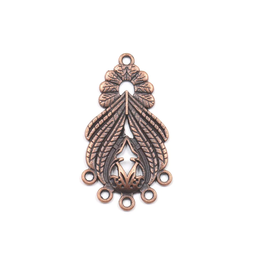 2021 neue 6 teile/beutel 39*22mm Retro Zink-legierung Wasser Tropfen Blumen Stecker Charms für DIY Halskette Ohrringe schmuck Zubehör