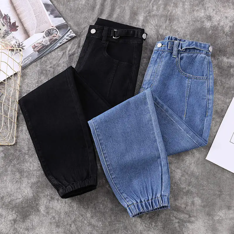 

Large Size Women's Denim Harem Trousers Fat MM High Waist Black Jeans Long Woman Pants Casual Loose Blue Ladies Jeans 5XL C8050