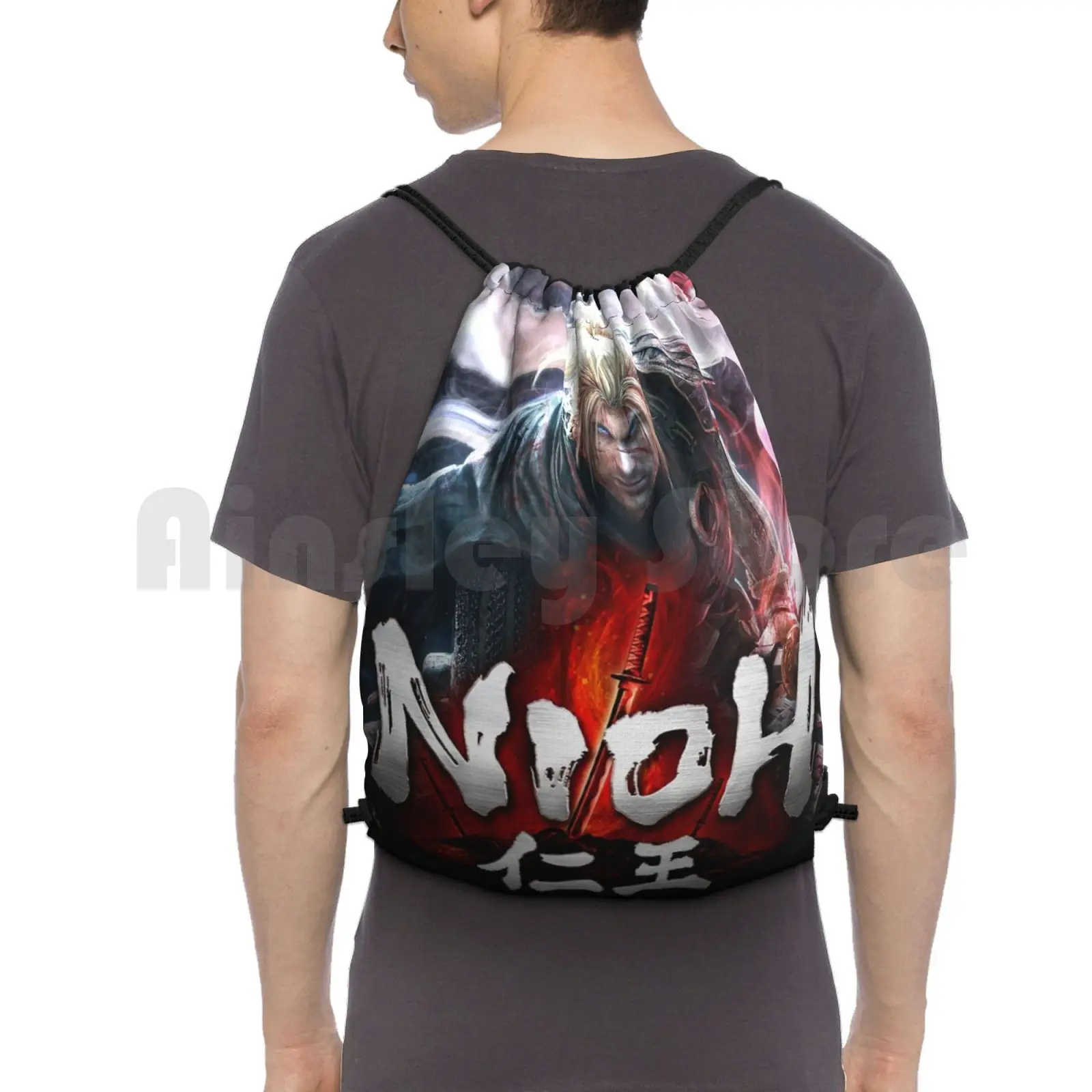 

Nioh Backpack Drawstring Bags Gym Bag Waterproof Nioh Dark Souls Gaming Videogames Bloodborne Yokai Sekiro Soulsborne