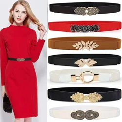 66 Style Women's Fashion Alloy Buckle Elastic Girdle Ladies Korean Style Windbreake Wide Belt All-Match Dress Formal Waistband