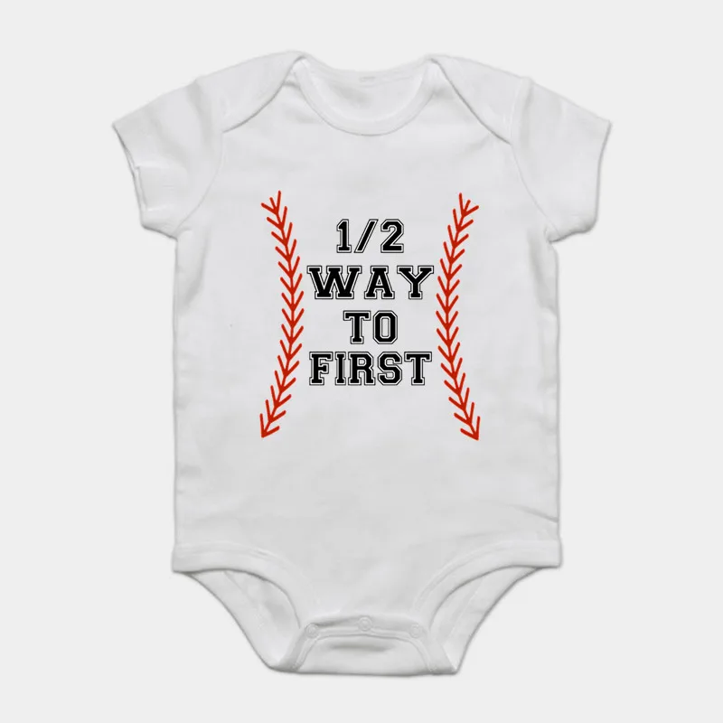 Bodysuits infantis do bebê 1/2 meio caminho para um aniversário impressão algodão macacão verão outfits macacão onesie meninos meninas presente roupas