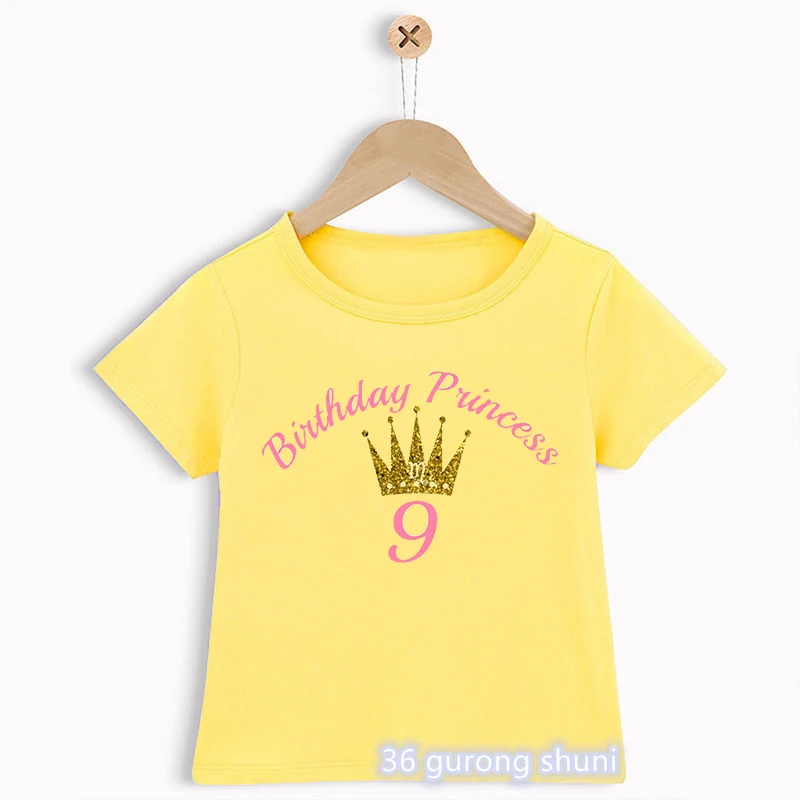 Newly children's tshirt9.10 11 birthday graphic print boys t-shirt children birthday clothing tee toddler baby shirt yellow tops