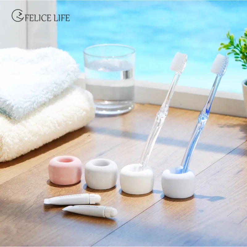 Multi-Function Ceramic Toothbrush Holder Storage Rack Bathroom Shower Tooth Brush Stand Shelf Bath Accessories