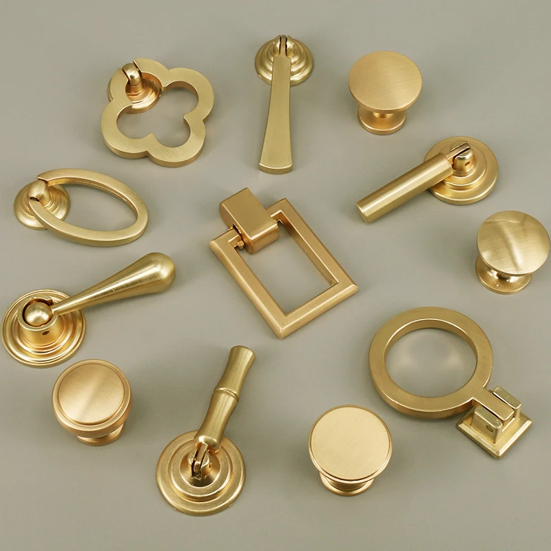 1x Furniture Door Handles and Knobs Brushed Brass Dresser Knob Drawer Handle Cabinet Door Handle Antique Kitchen Hardware Knob