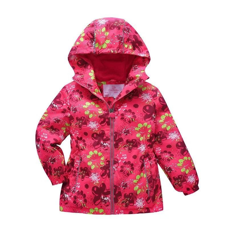 New Fashion Jacket For Girls Flower Warm Teenage Coat Children\'s Jackets Baby Double-deck Fleece Windbreakers Waterproof Clothes