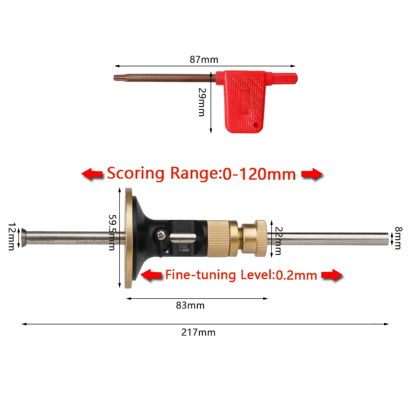 Precision European Line Scribe Gauge Automatic Fine-tuning Marking Ruler Alloy Scribing For Measuring Carpentry Tools