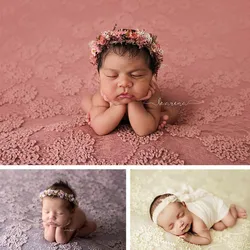 Newborn Photography Props Background 145x150cm 3D Flower Lace Blanket Pillow Set Baby Girl Photo Flokati Fotografie Accessoires