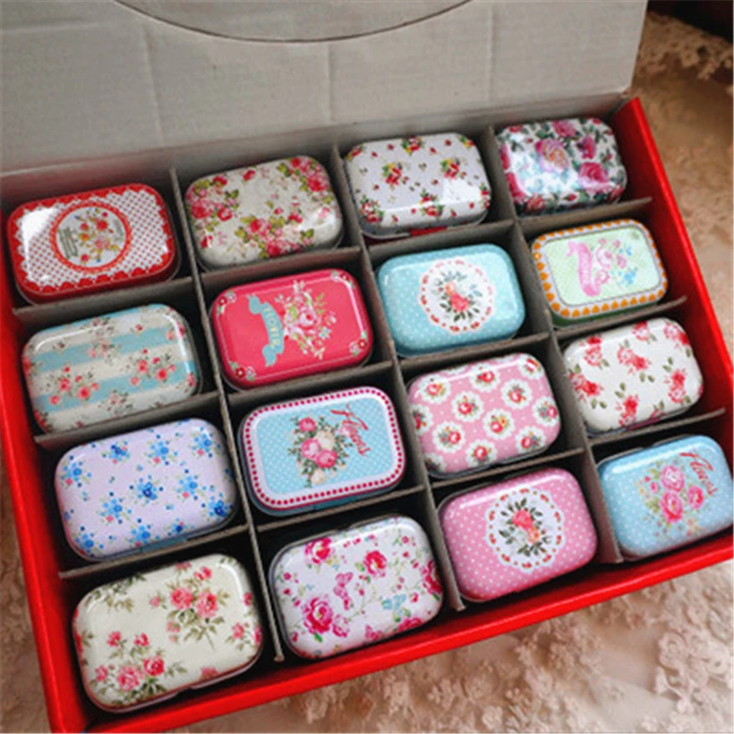 32Pieces/lot Tin Box Holiday Pattern Small Jewelry Needle Storage Boxes House Decoration Collectables Display