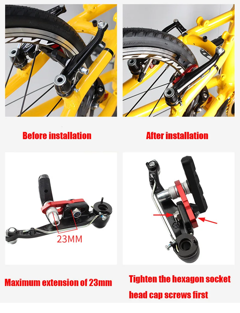 MUQZI-Frein rond du groupe V, conversion d'allongement, siège d'extension de frein, VTT pliable, 406 modifié, 451 V