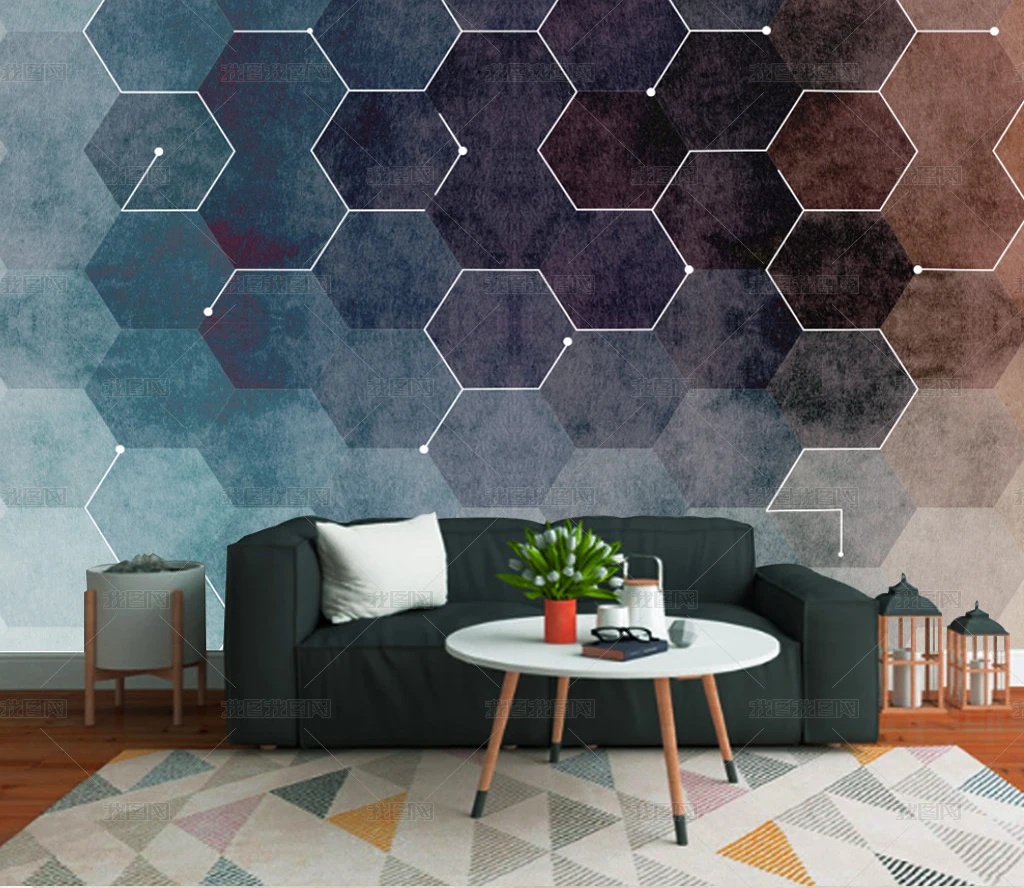 

Bacal papel de pared Custom wallpaper fashion 3d photo mural обои stereo geometric abstract blue polygon background wallpaper