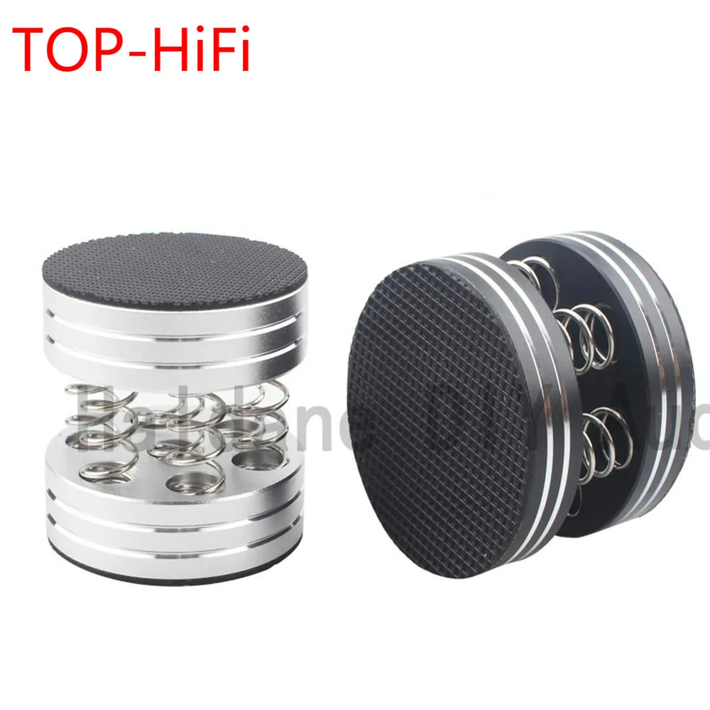 TOP-HiFi 4pcs Aluminum Alloy Speaker Spike Audiophile Shock Spikes Spring Damping PadAudio Stand Feet Amp Cone Speaker Pad