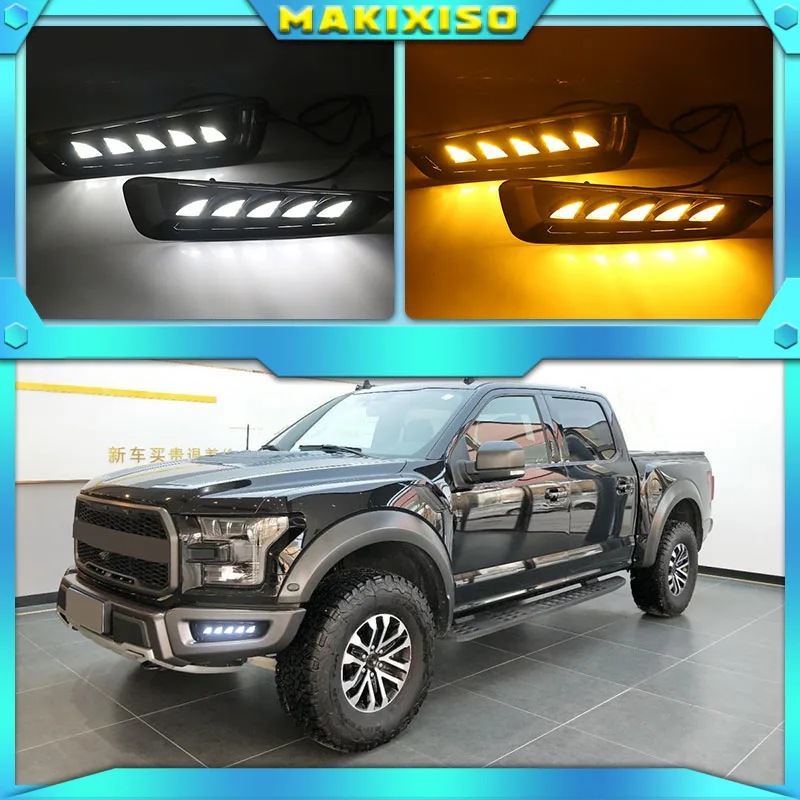 

1Set DRL Daytime Running Light Daylight Fog Lights For Ford F150 Raptor SVT 2016 2017 2018 With Turn Signal Lamp