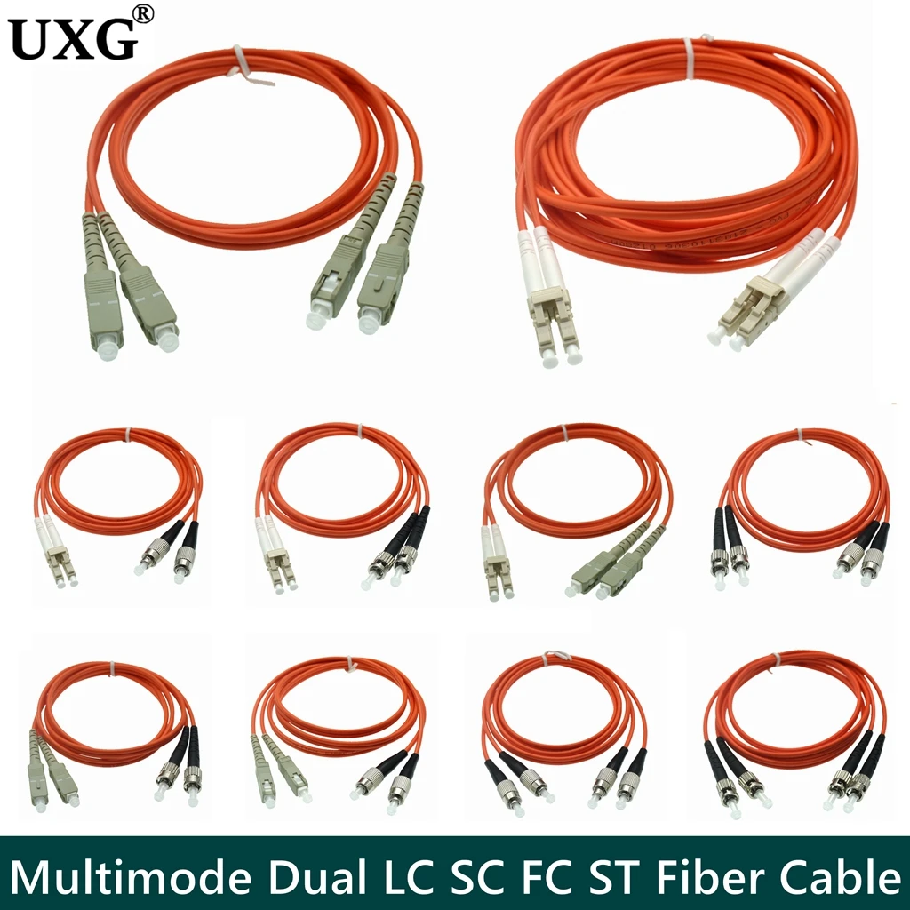 

Multimode Core Fiber Jumper Dual LC To LC FC ST SC Fiber Patch Cord Jumper Cable MM Duplex Multi Mode Optic For Network 1m-60m