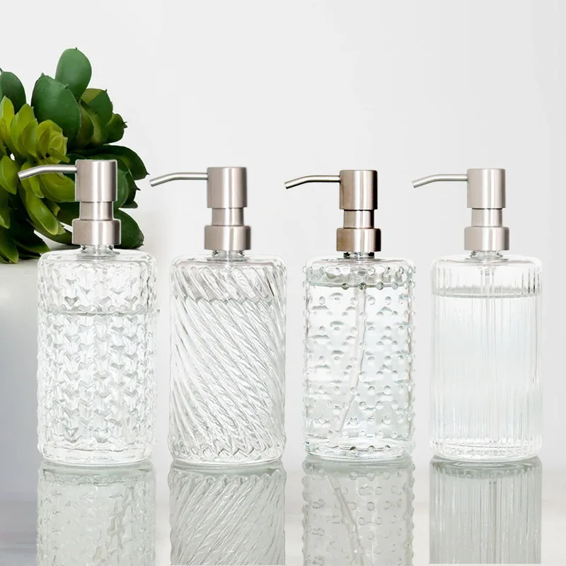 

Nordic Ins Popular Twill Hand Press Glass Sub-Bottle Liquid Soap Dispenser Bathroom Shampoo And Conditioner Dispenser Bottle